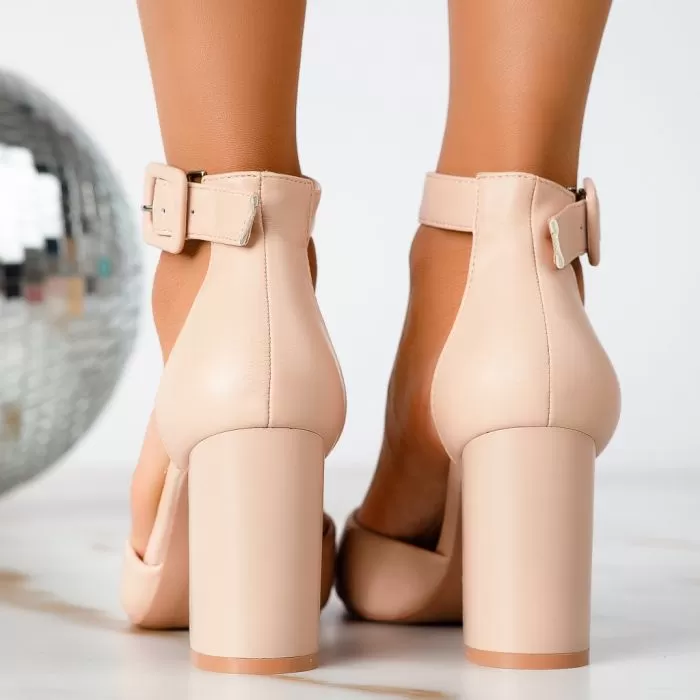 Pantofi Dama cu Toc Alice Bej #13323