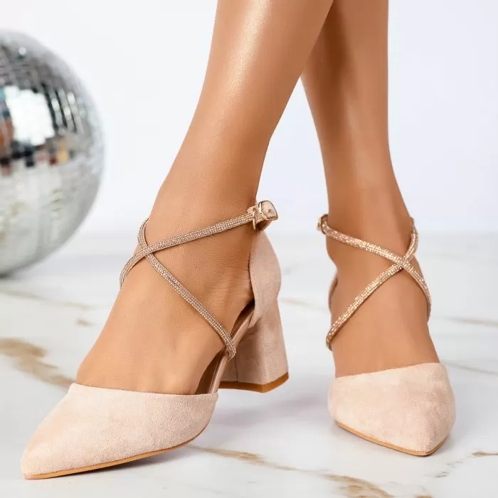 Pantofi Dama cu Toc Marlyn Bej #13340