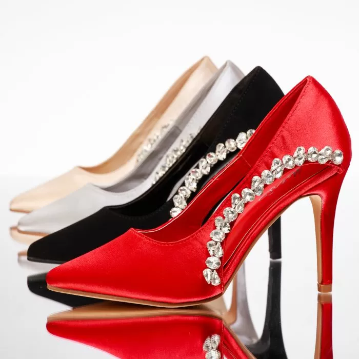 Pantofi Dama cu Toc Greta Gri #13475