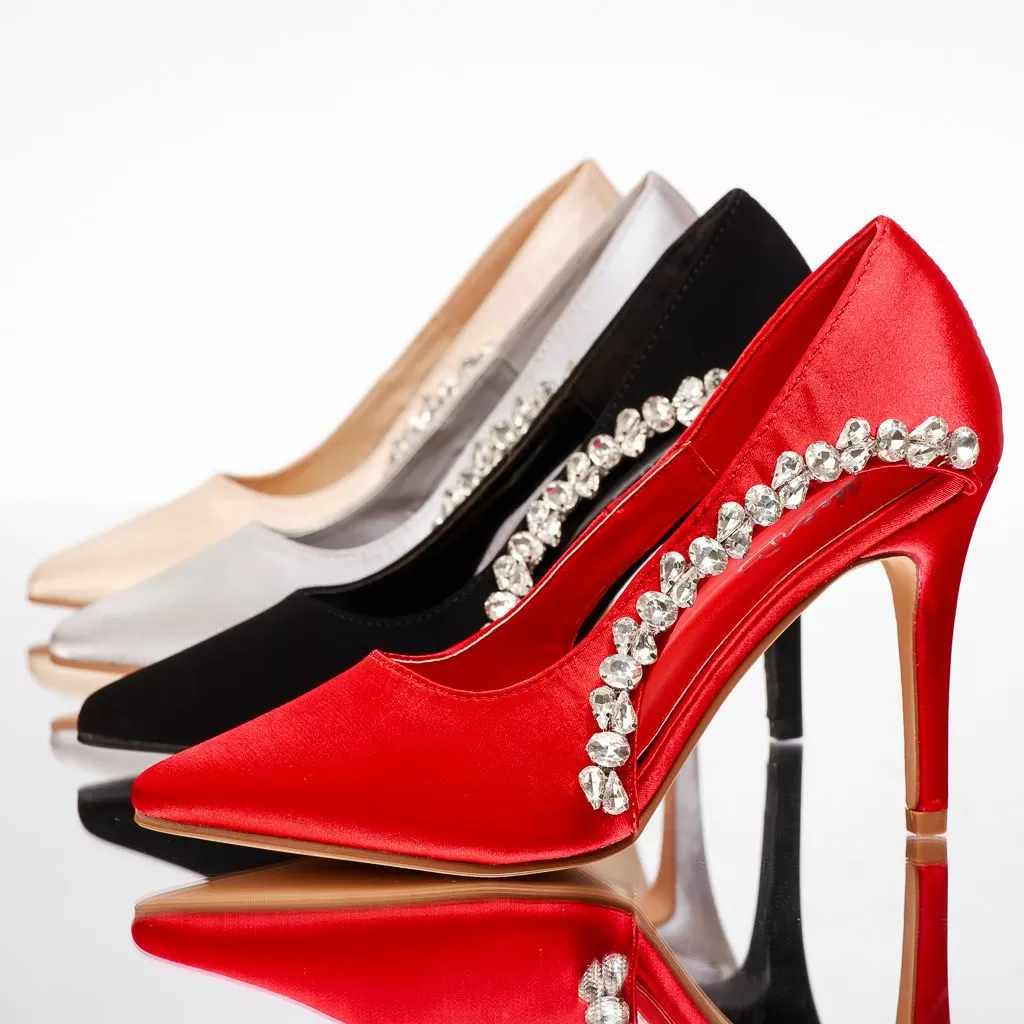 Pantofi Dama cu Toc Greta Gri #13475