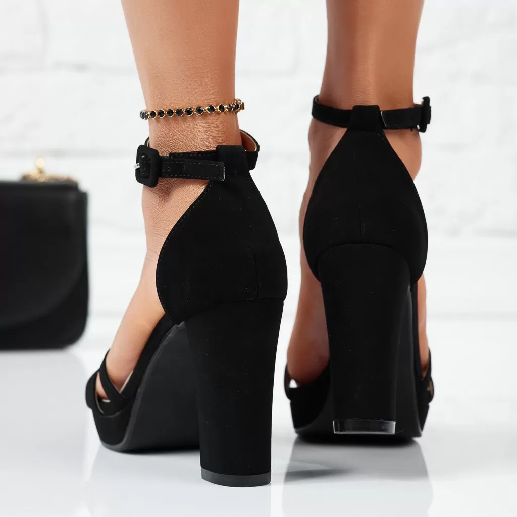 Sandale Dama cu Toc Ryno Negre #13742