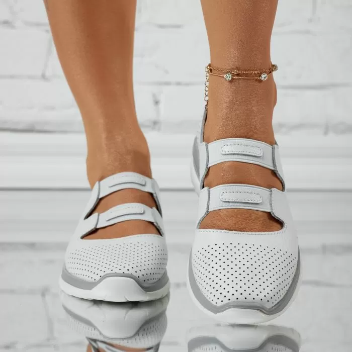 Pantofi Dama din Piele Naturala Perforati Rick Albi #13874