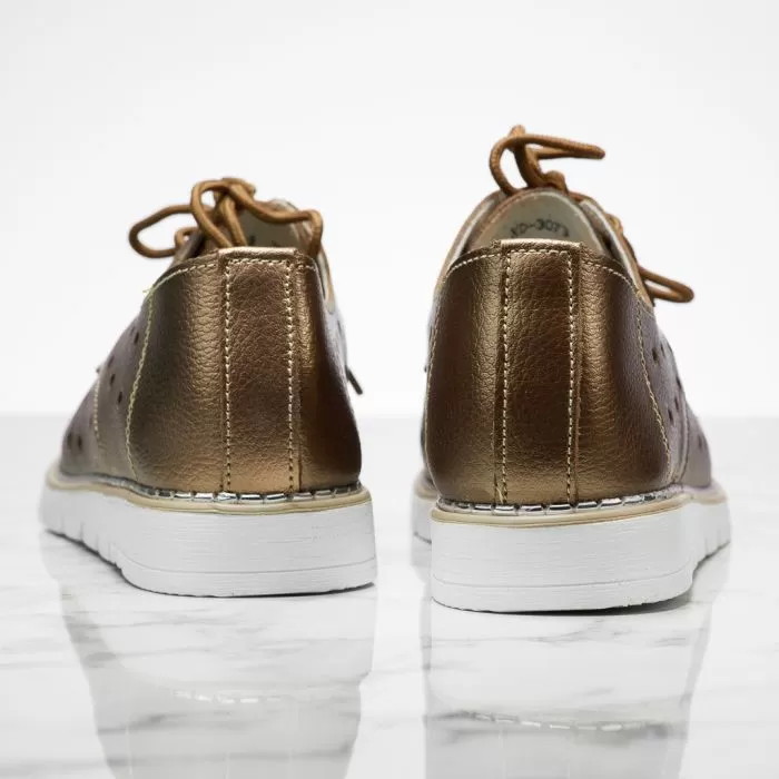 Pantofi Dama din Piele Naturala Perforati Marta Bronz #13878
