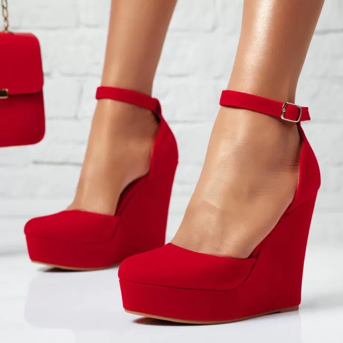 Pantofi Dama cu Platforma Monaco Rosii #13948