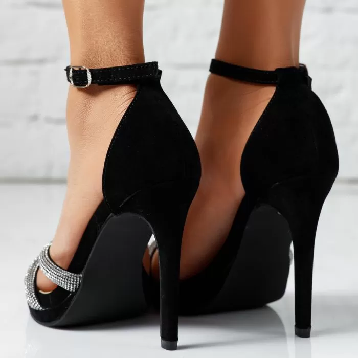 Sandale Dama cu Toc Kiki Negre #14253