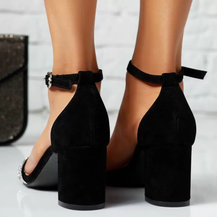 Sandale Dama cu Toc Liana Negre #14271