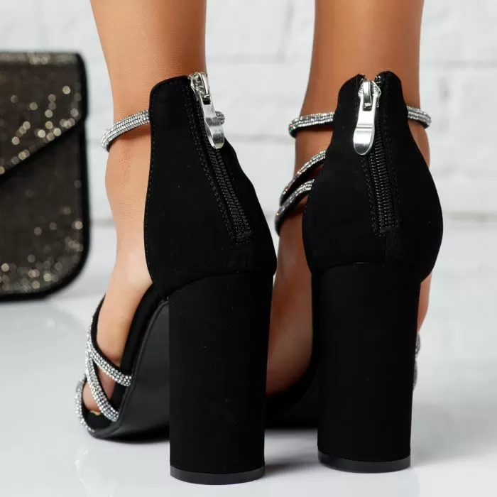 Sandale Dama cu Toc Elize Negre #14373