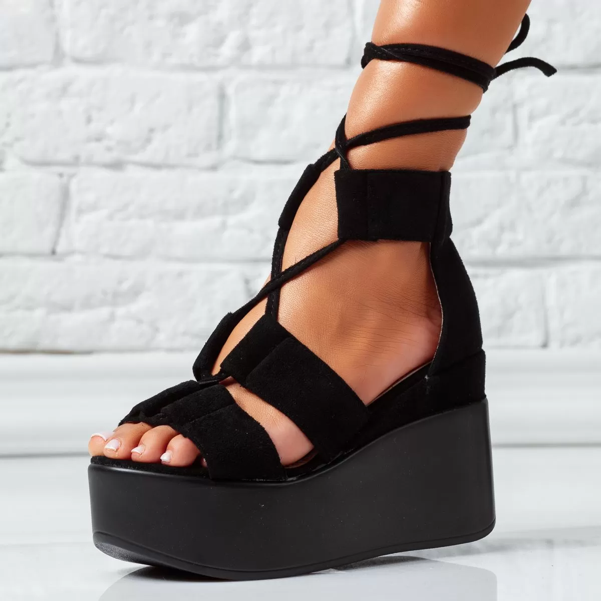 Sandale Dama cu Platforma Jazmin Negre #14438