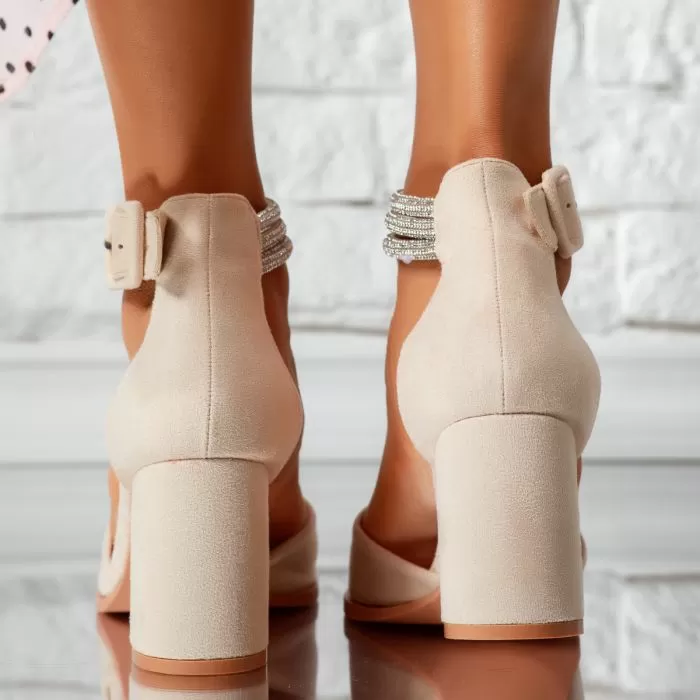 Sandale Dama cu Toc Anthea Bej #14525