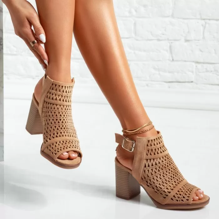 Sandale Dama cu Toc Lexi Khaki #14739