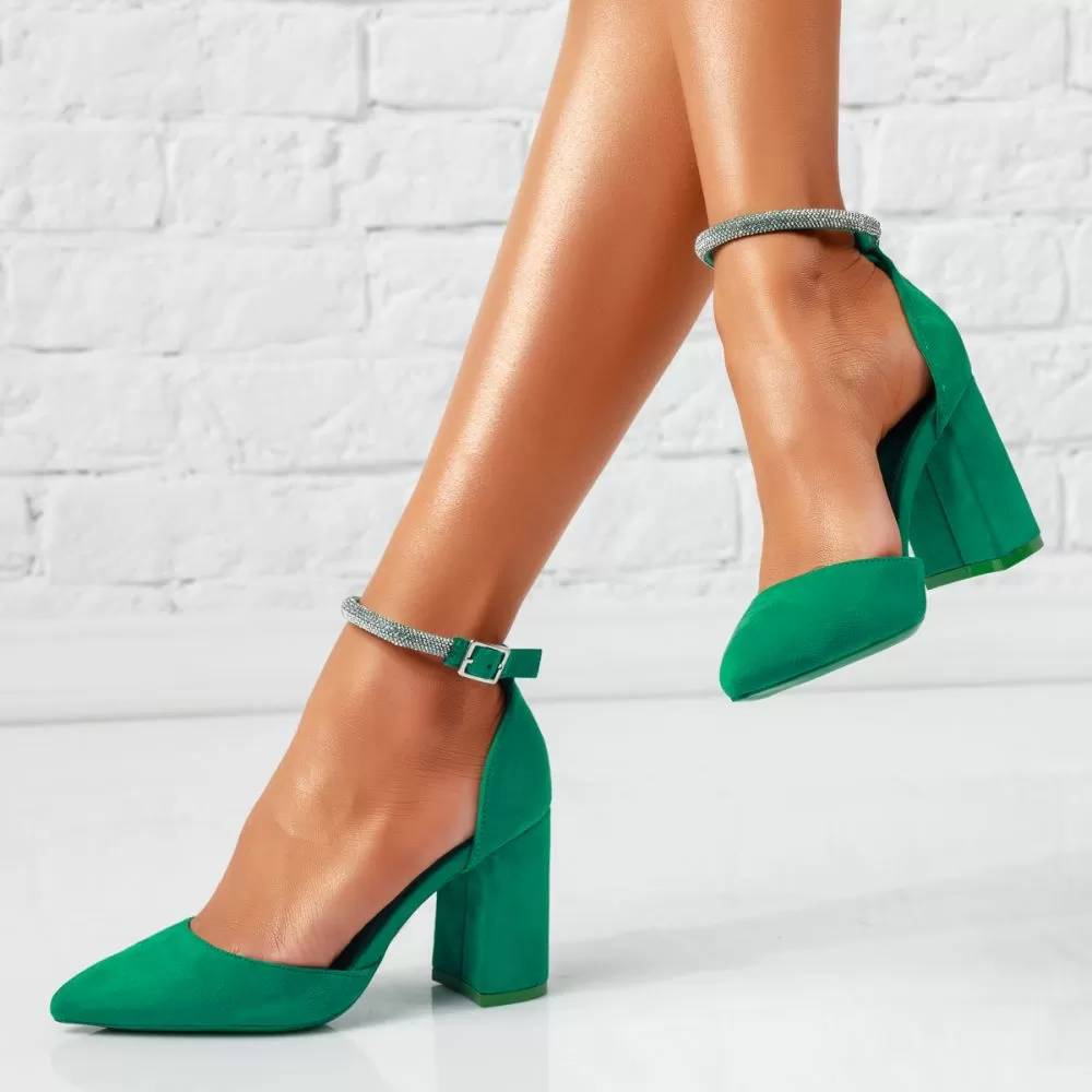 Pantofi Dama cu Toc Aris Verzi #14907