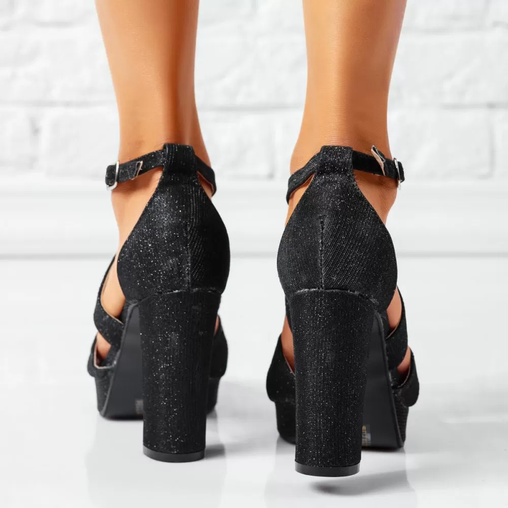 Sandale Dama cu Toc Polly Negre #14965
