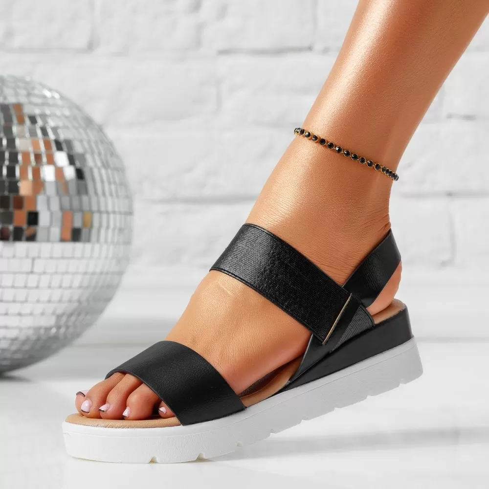 Sandale Dama cu Platforma Phoenix Negre #15142