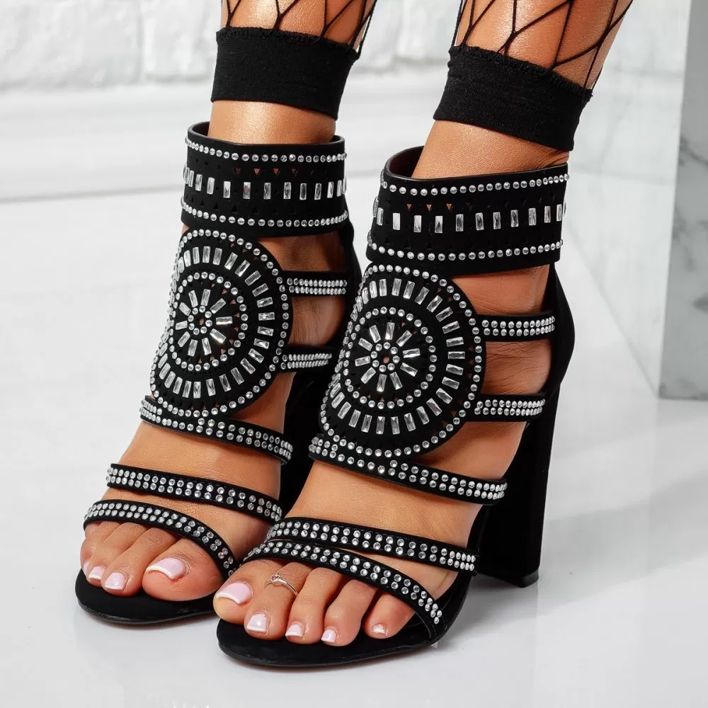 Sandale Dama cu Toc Danger Negre #15475