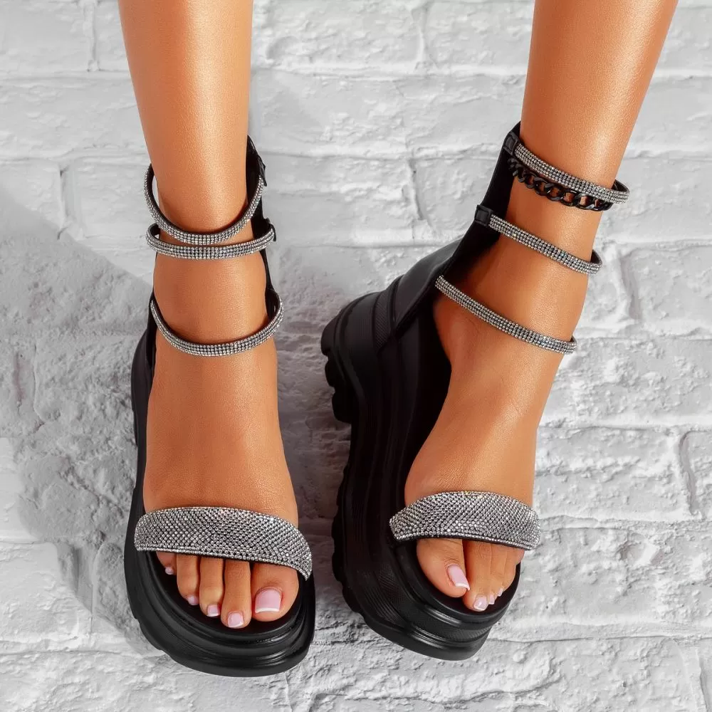 Sandale Dama cu Platforma Reese Negre #15486