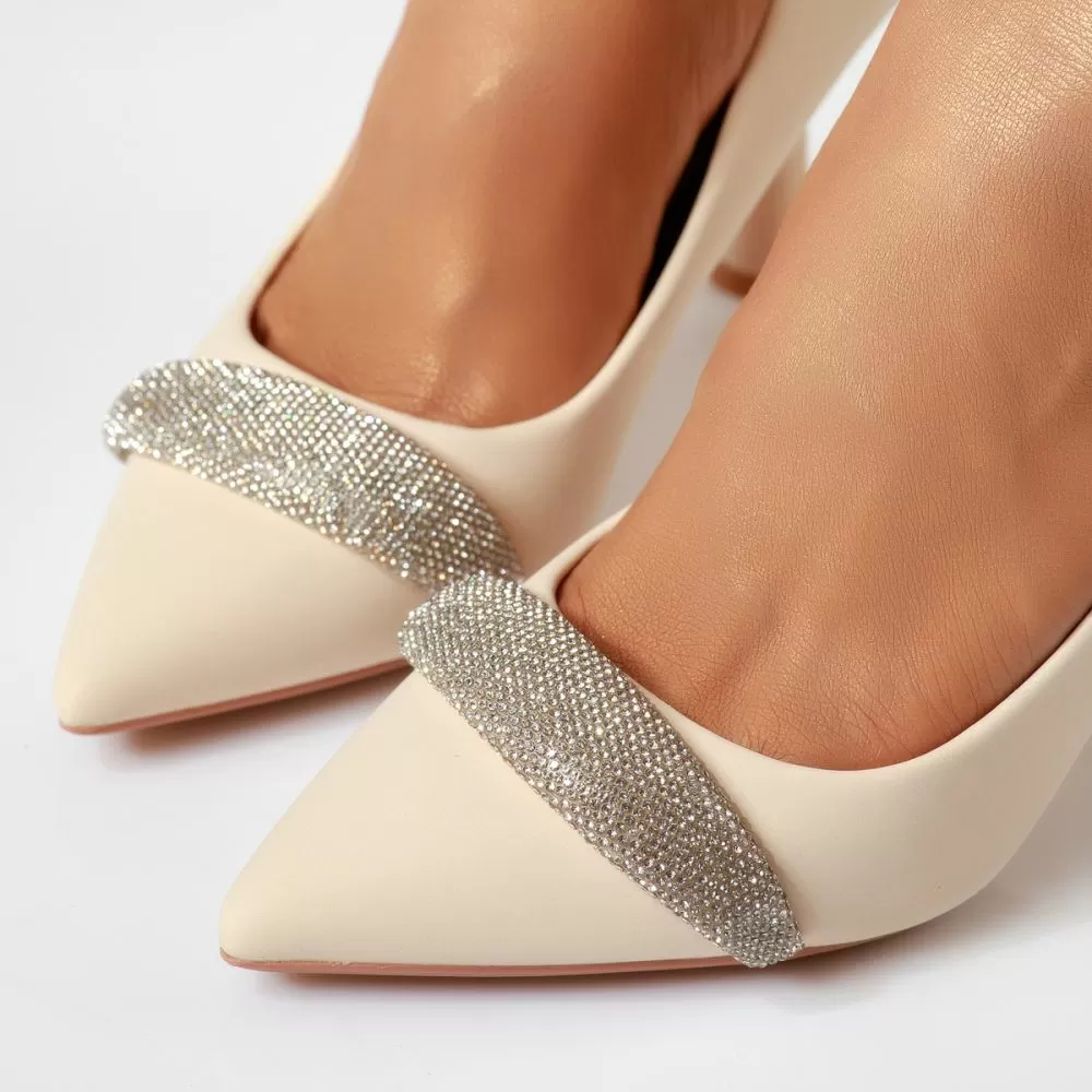 Pantofi Dama cu Toc Thea Bej #16663