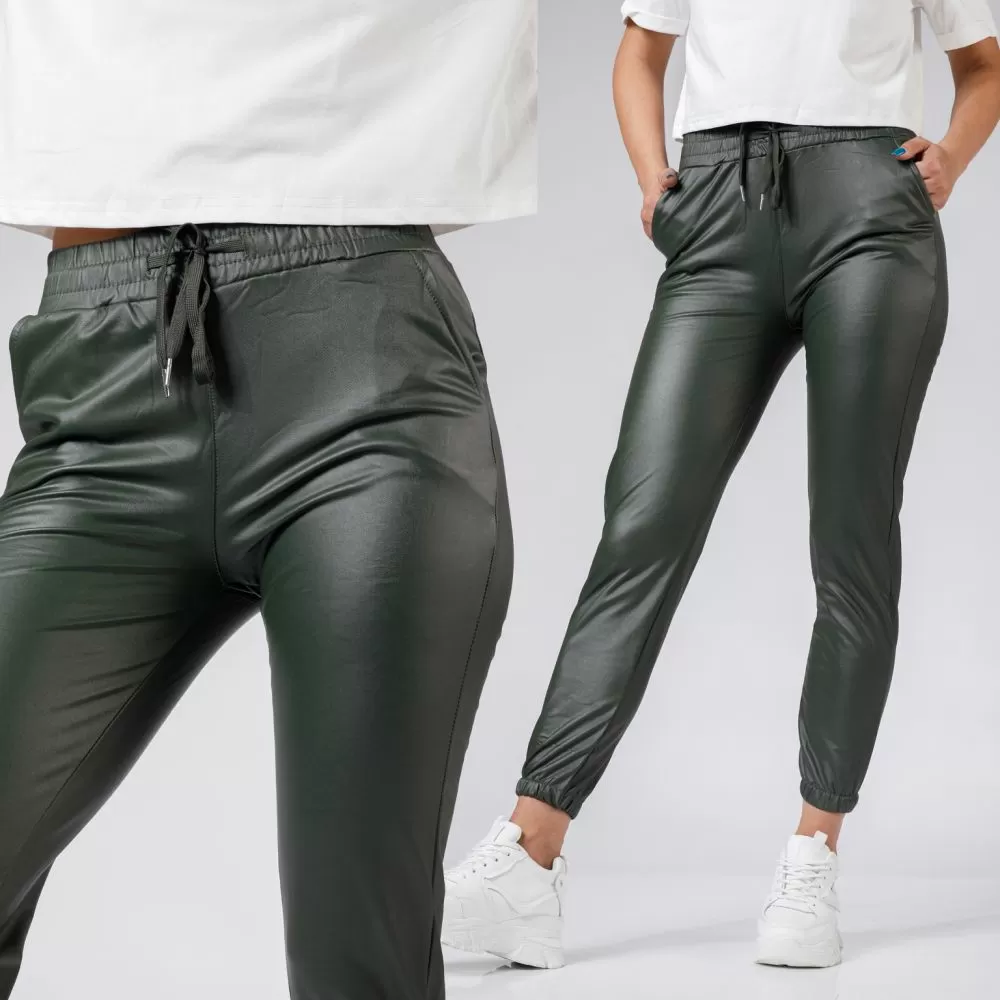 Pantaloni Piele Ecologica Vatuiti Joe Khaki #A532