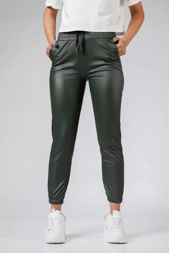 Pantaloni Piele Ecologica Vatuiti Joe Khaki #A532