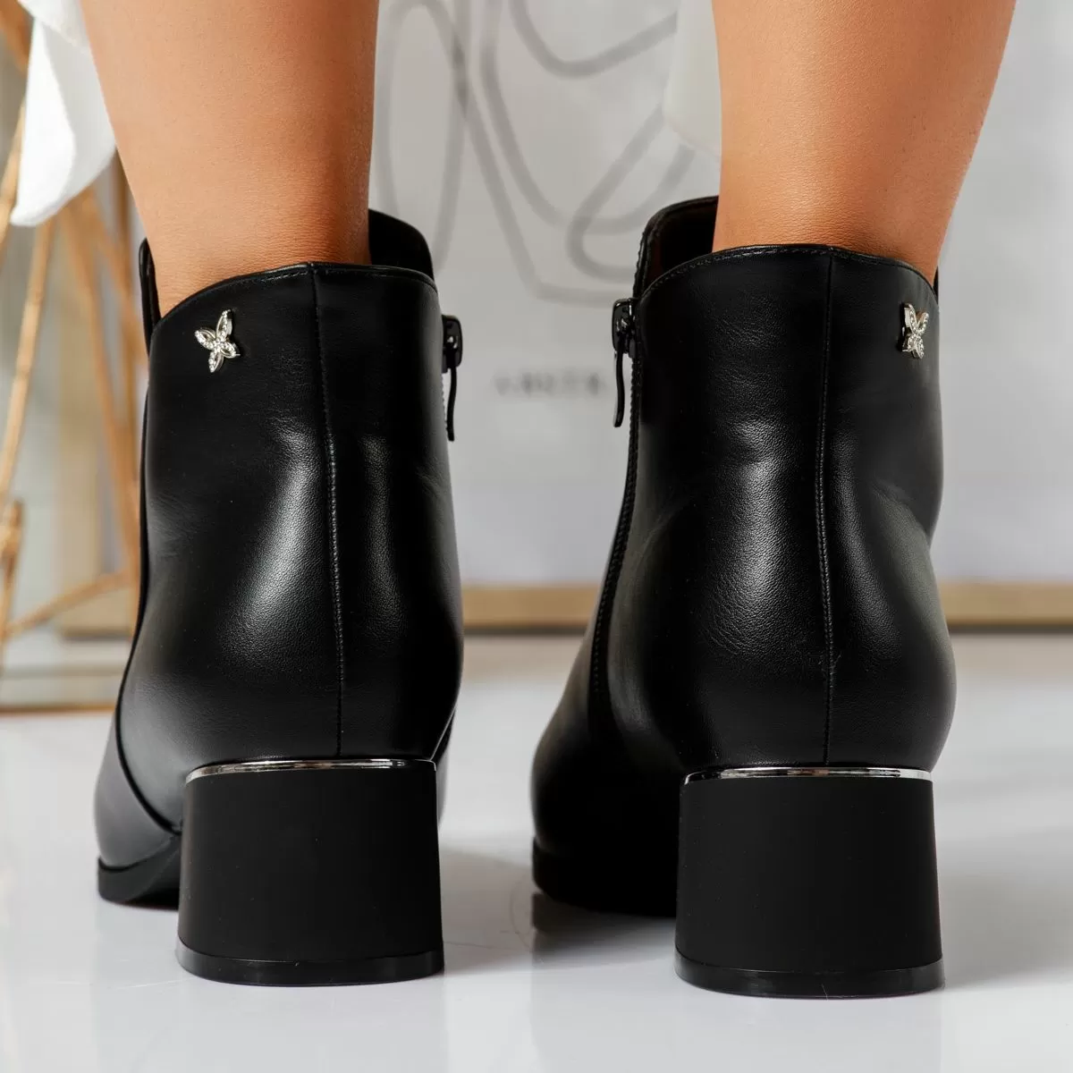 Botine Dama îmblanite Freya Negre #16875