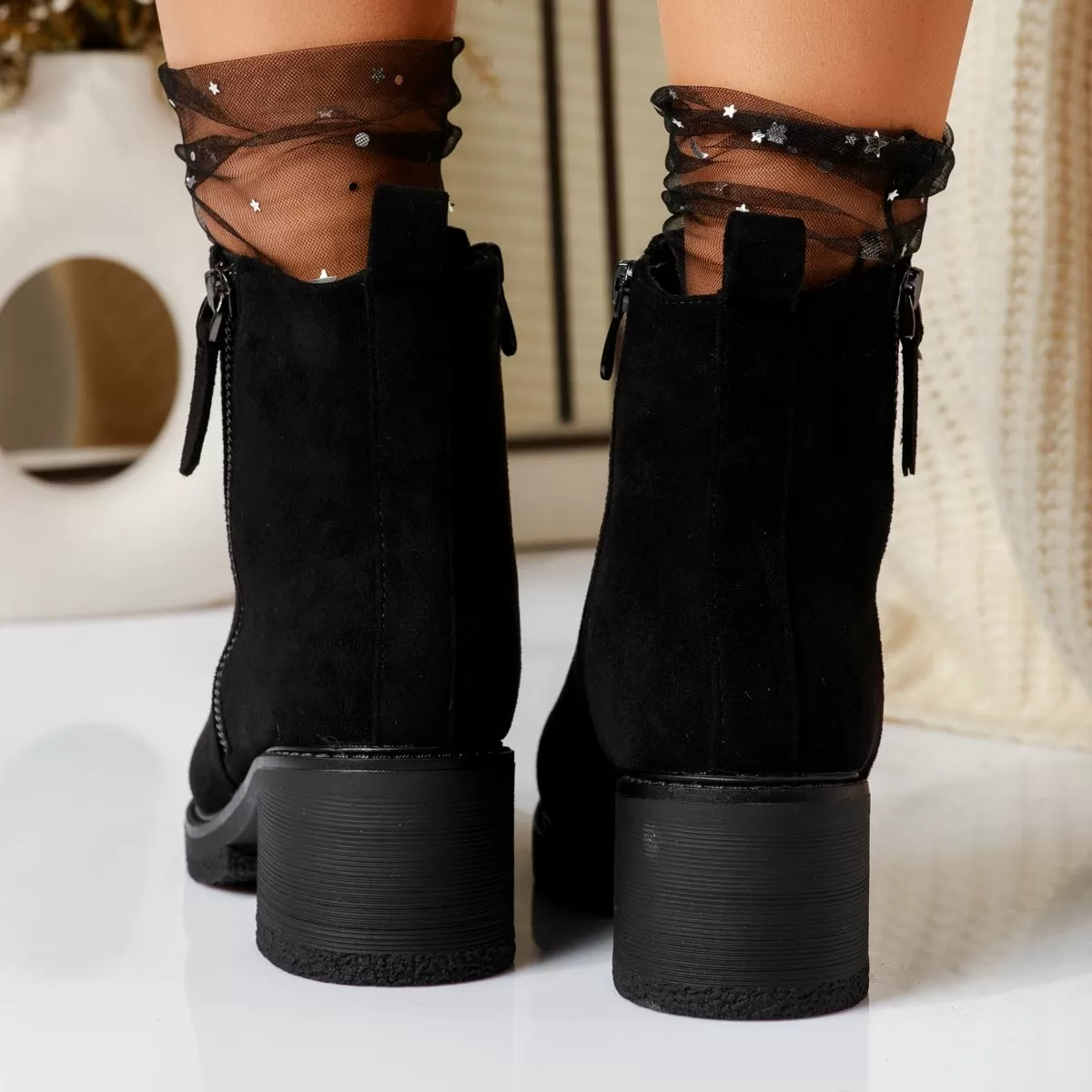Botine Dama îmblanite Flavia Negre #16959