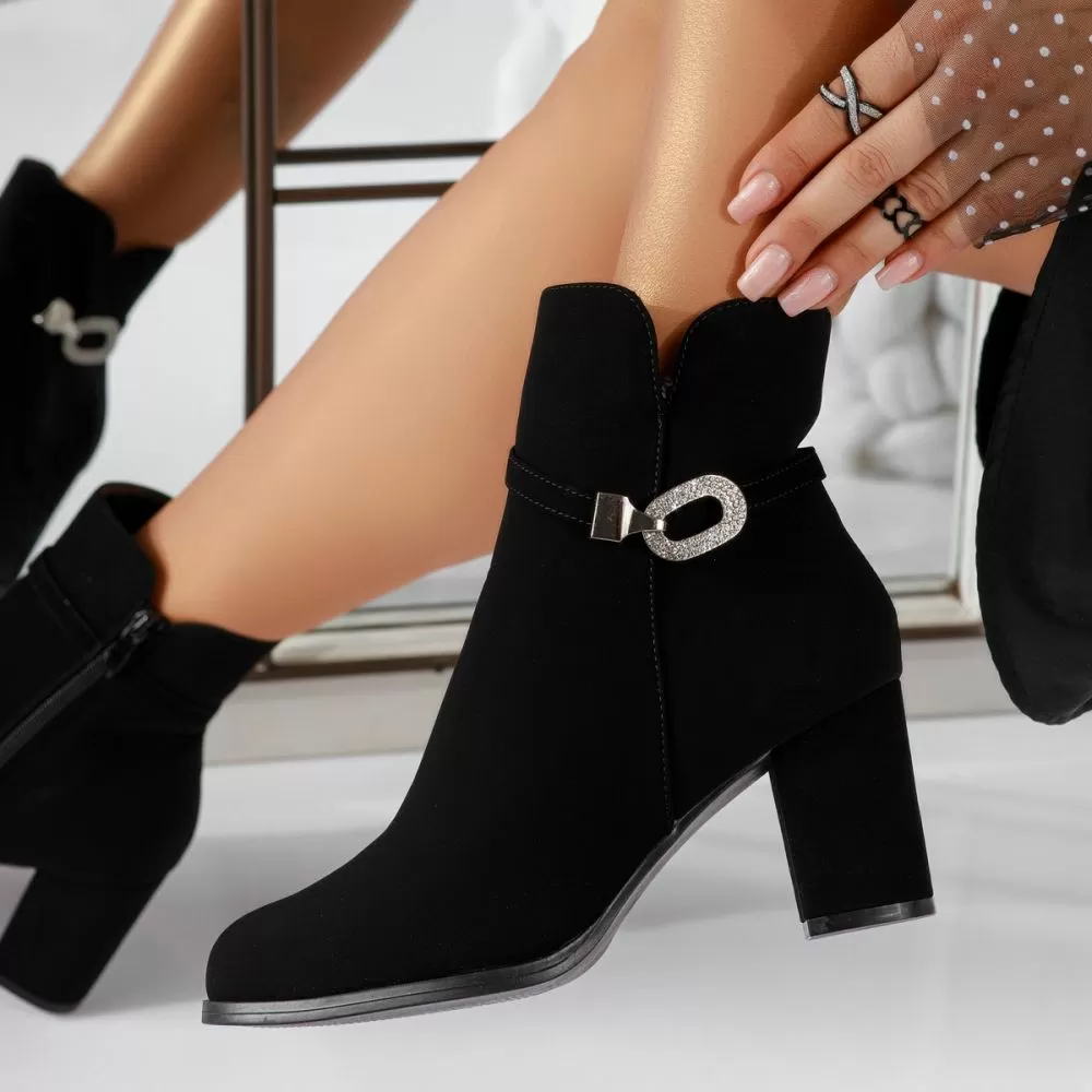 Botine Dama îmblanite Josephine Negre #17200