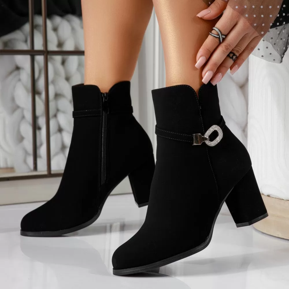 Botine Dama îmblanite Josephine Negre #17200