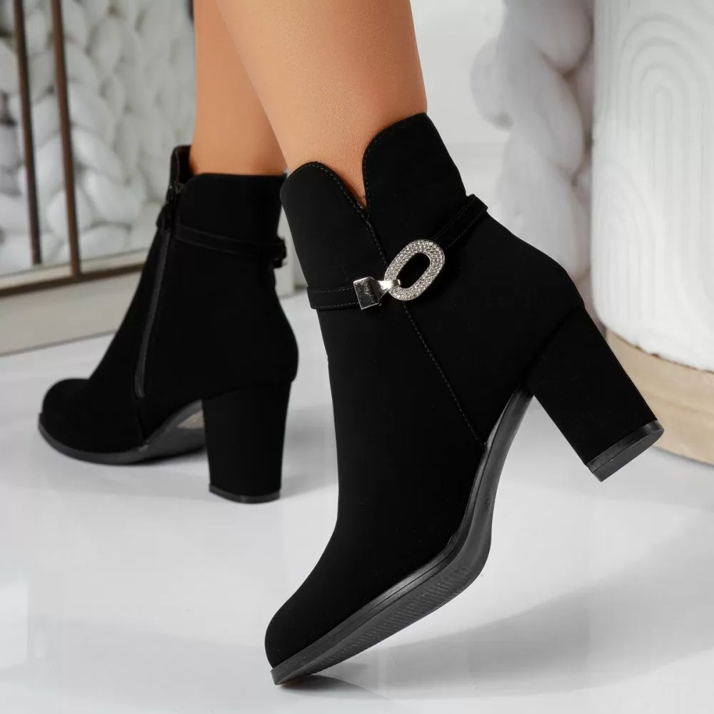 Botine Dama îmblanite Josephine Negre #17200