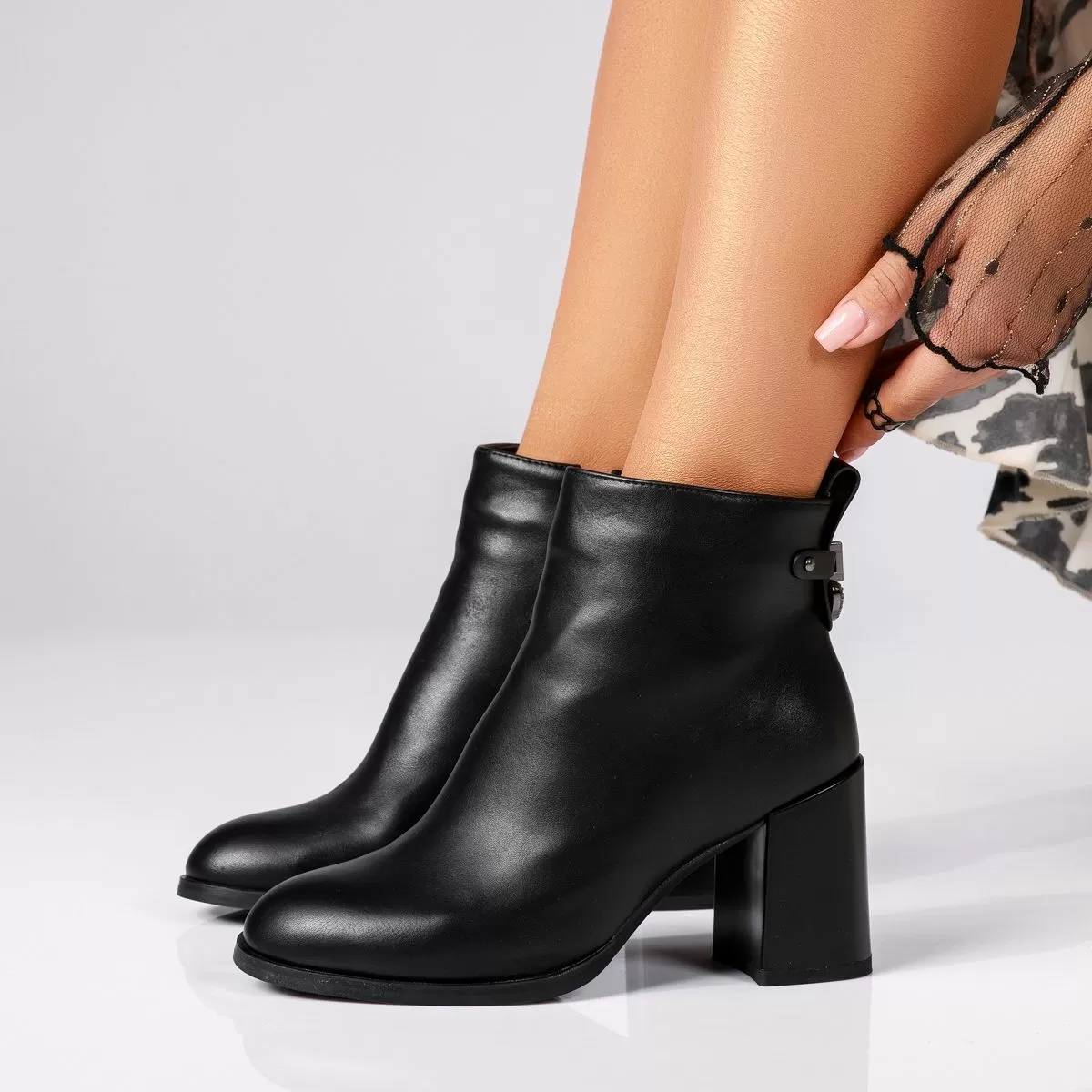 Botine Dama îmblanite Olivia Negre #17502