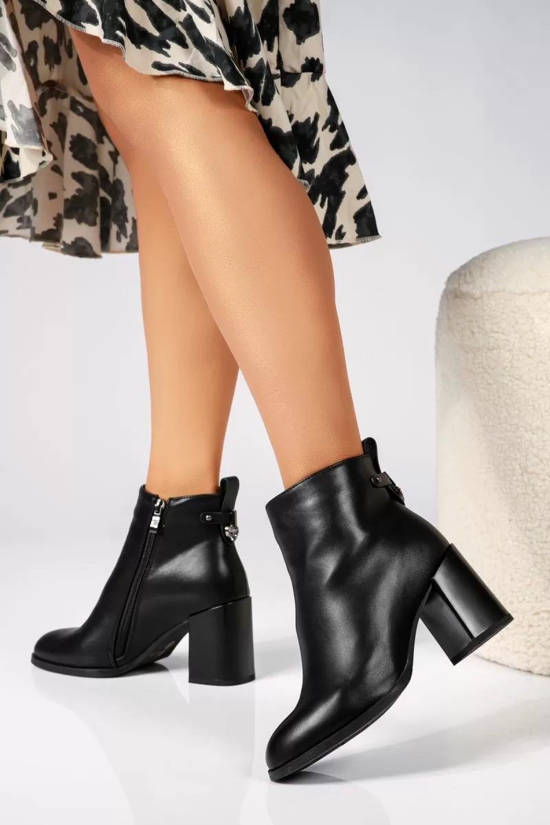 Botine Dama îmblanite Olivia Negre #17502