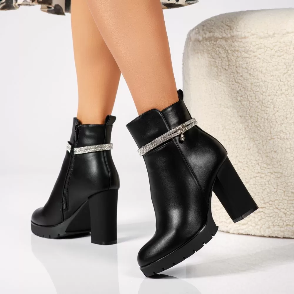 Botine Dama îmblanite Elisa Negre2 #17549