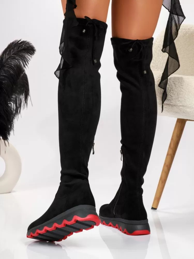 Cizme Dama Lungi Remi Negre #17779