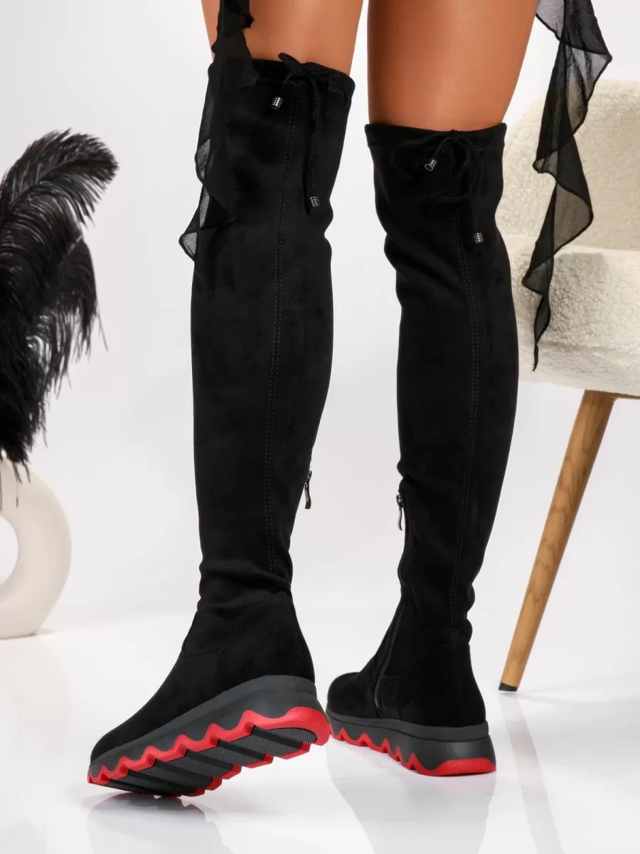 Cizme Dama Lungi Remi Negre #17779