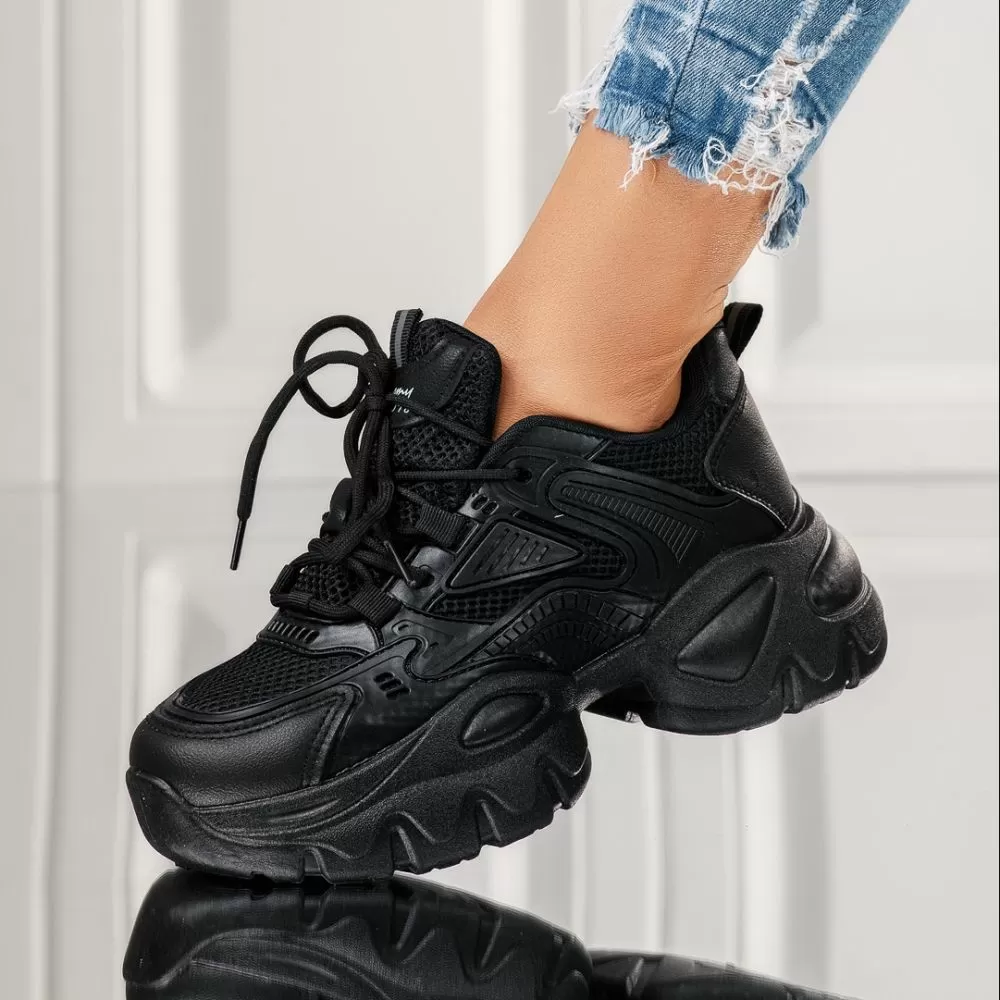 Adidasi dama negri din piele ecologica Olly #18042