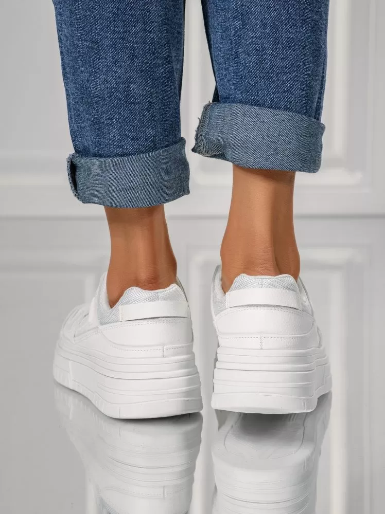 Adidasi dama albi din piele ecologica Jack2 #18094