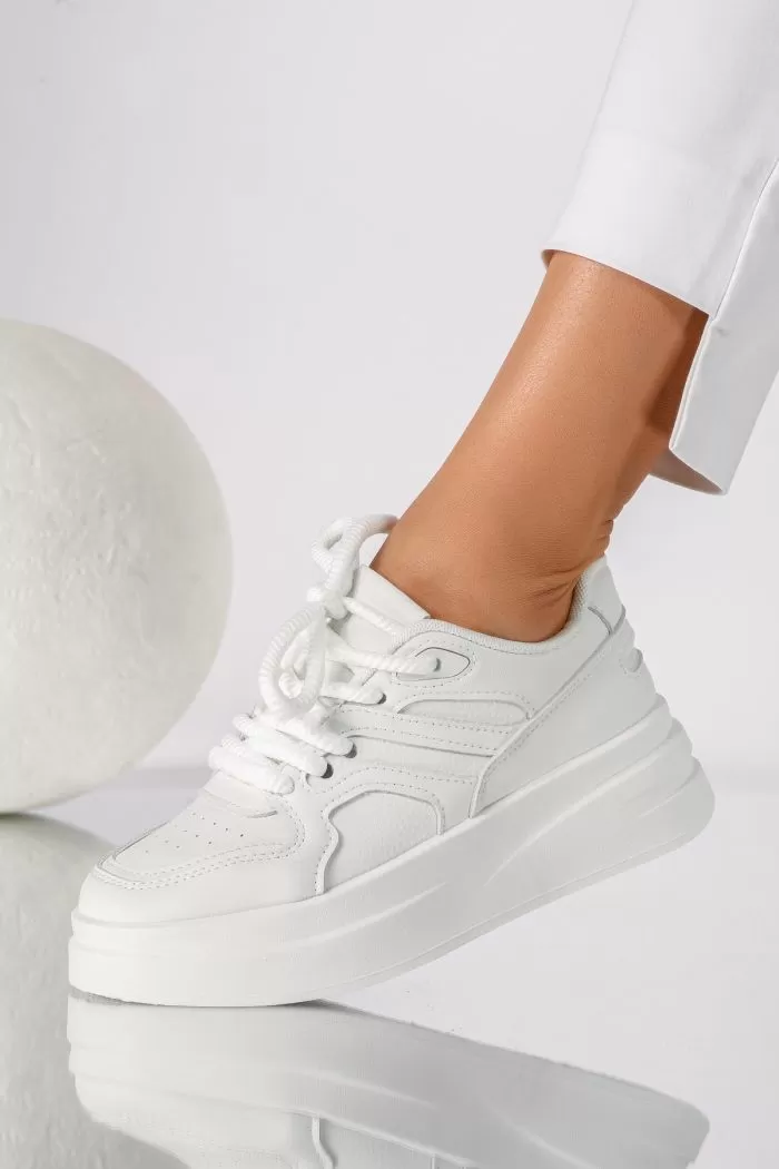 Adidasi dama albi din piele ecologica Luna #18100