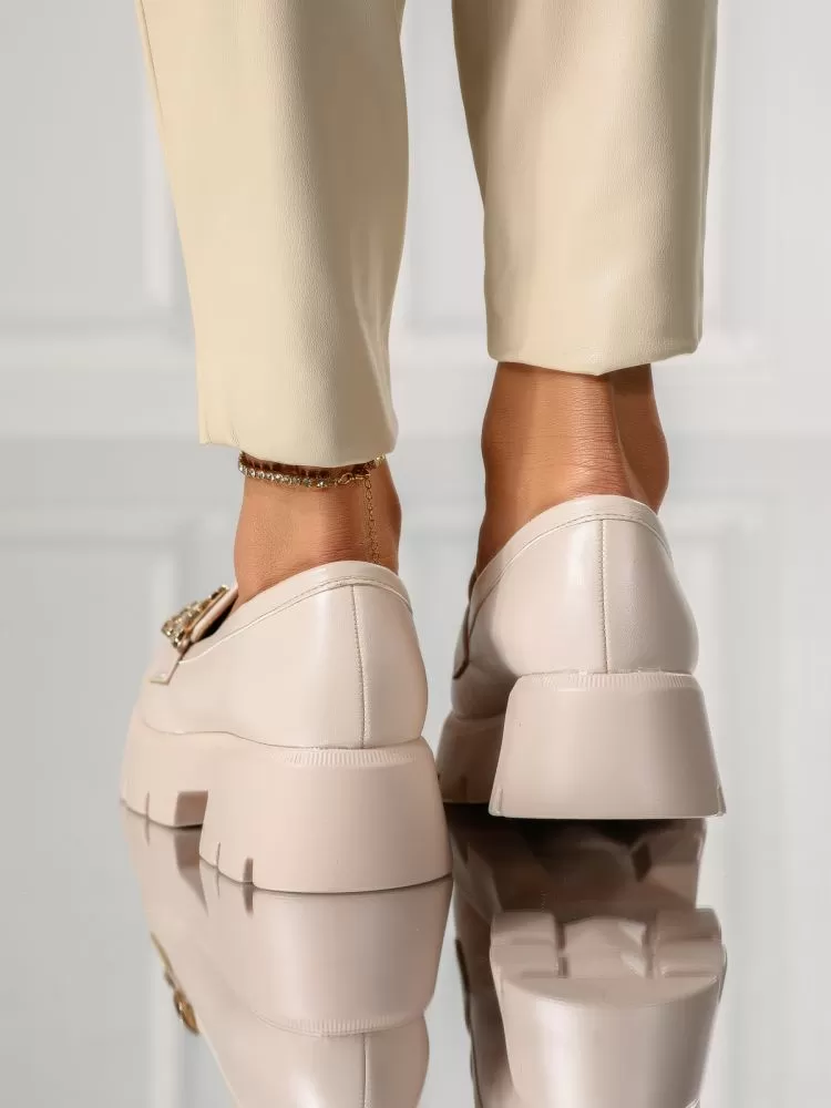 Pantofi casual dama bej din piele ecologica Nadia #18137