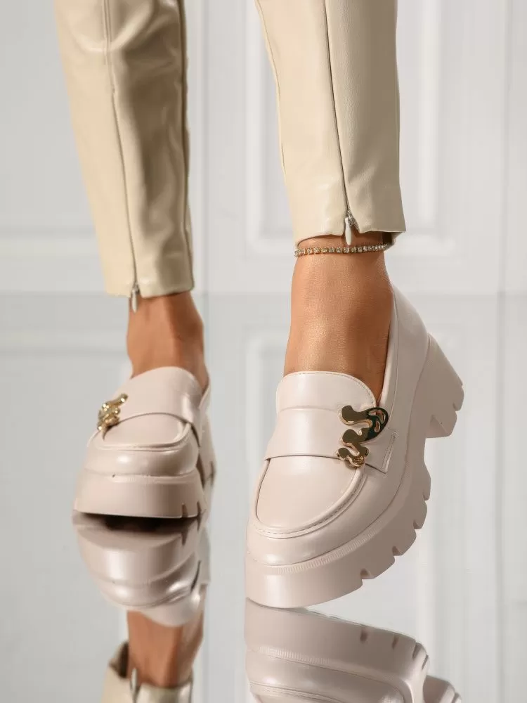 Pantofi casual dama bej din piele ecologica Nadia #18137