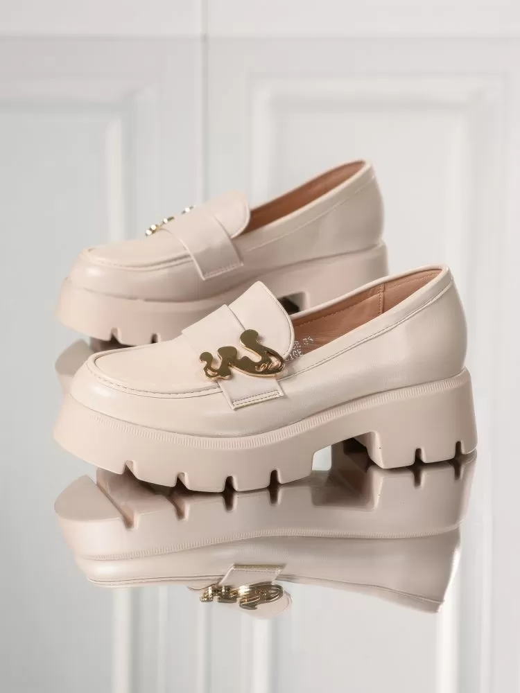 Pantofi casual dama bej din piele ecologica Nadia #18137