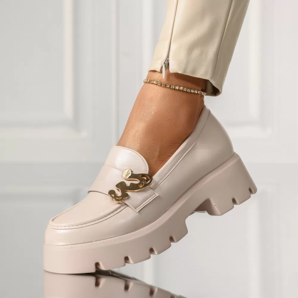 Pantofi casual dama bej din piele ecologica Nadia #18137