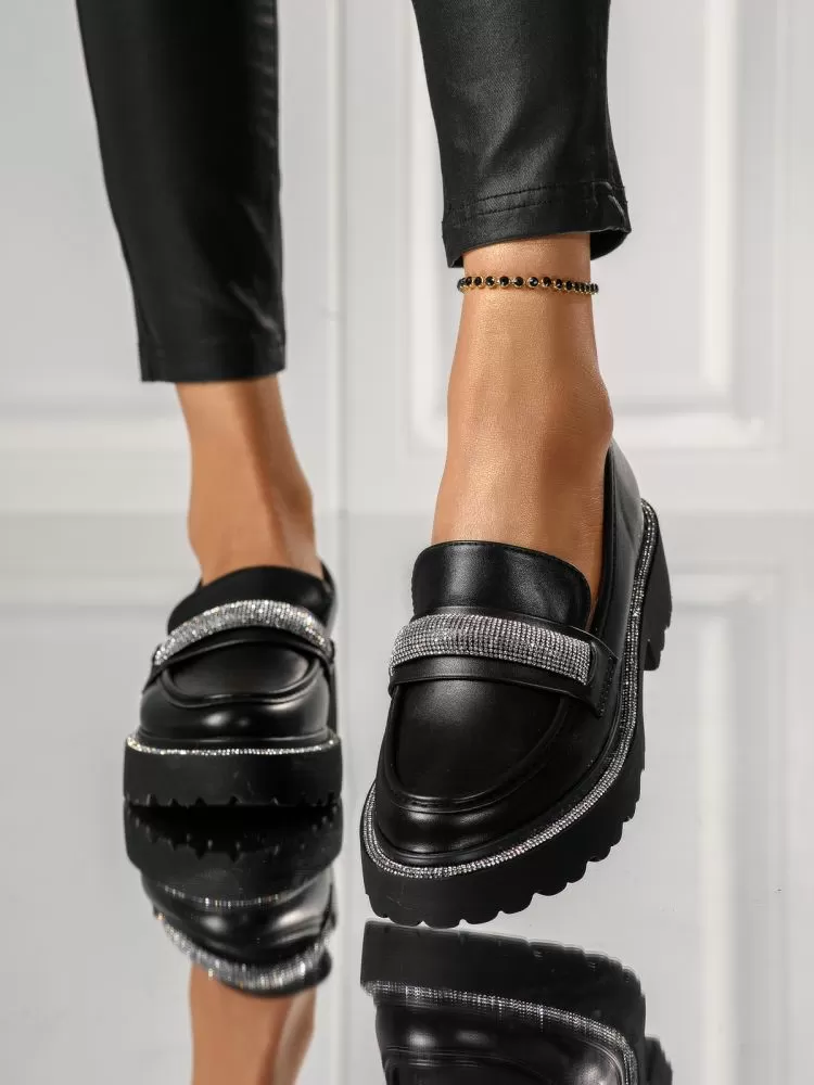 Pantofi casual dama negri din piele ecologica Oana #18143