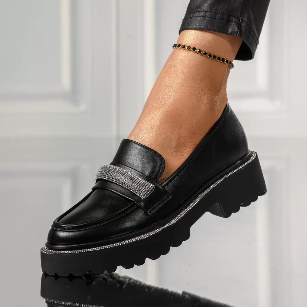 Pantofi casual dama negri din piele ecologica Oana #18143