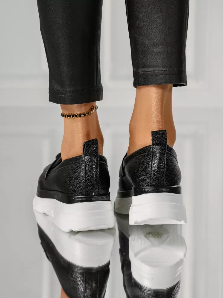 Pantofi casual dama negri din piele ecologica Alice #18257