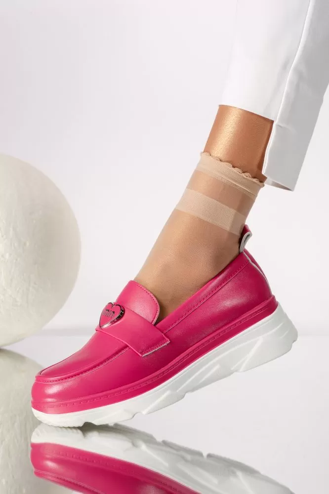 Pantofi casual dama fucsia din piele ecologica Ophelia #18260