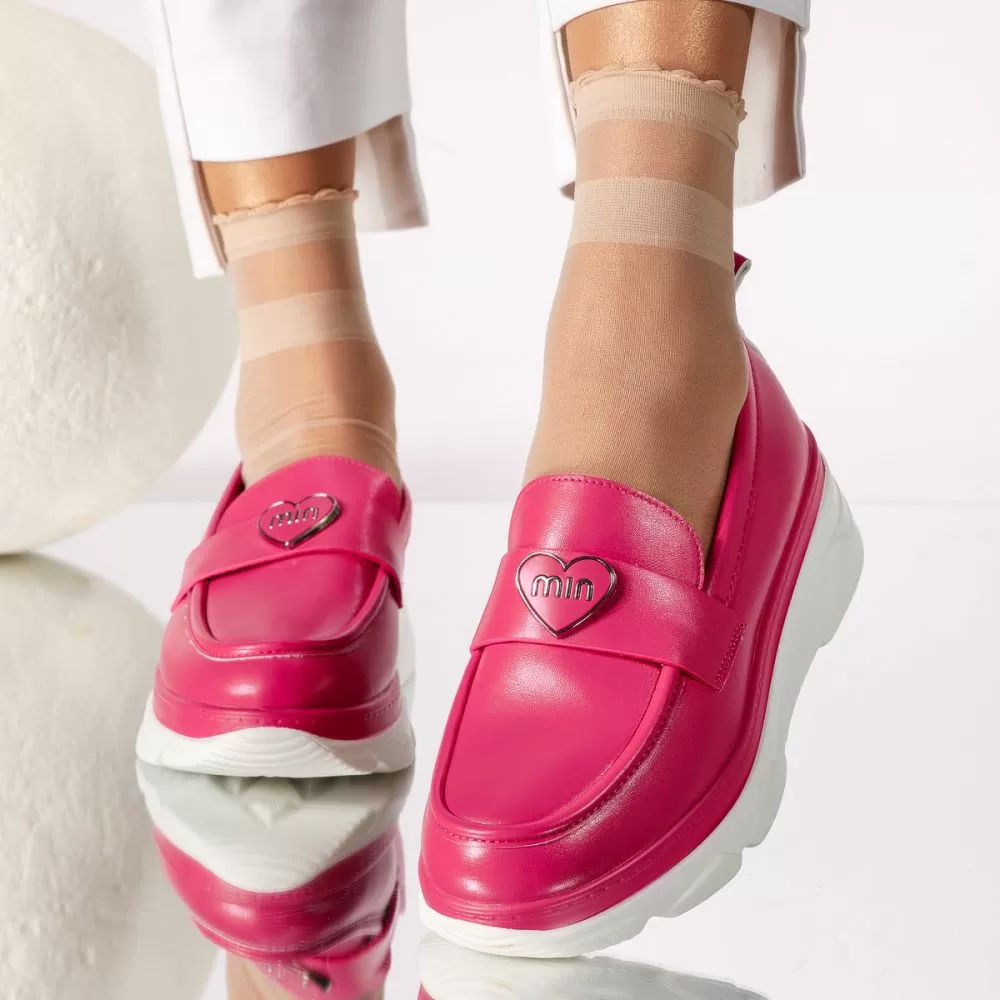 Pantofi casual dama fucsia din piele ecologica Ophelia #18260