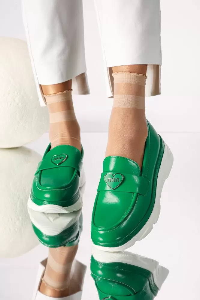 Pantofi casual dama verzi din piele ecologica Ophelia #18264