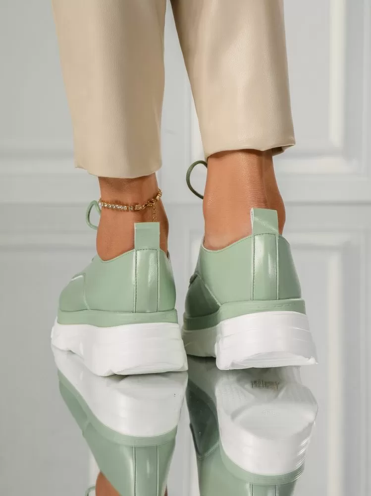 Pantofi casual dama verzi din piele ecologica Iris #18266