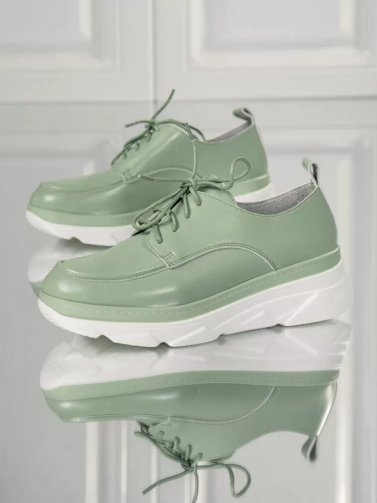 Pantofi casual dama verzi din piele ecologica Iris #18266