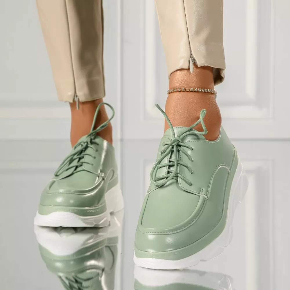 Pantofi casual dama verzi din piele ecologica Iris #18266