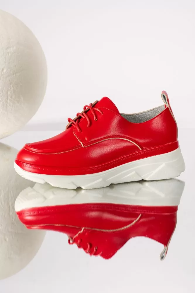 Pantofi casual dama rosii din piele ecologica Iris #18268