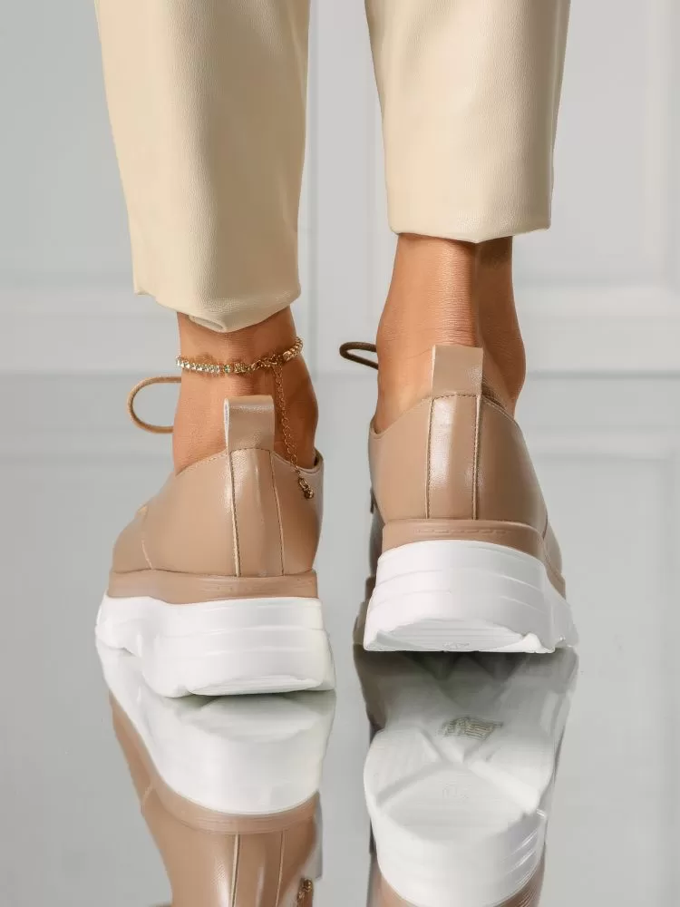 Pantofi casual dama khaki din piele ecologica Iris #18269